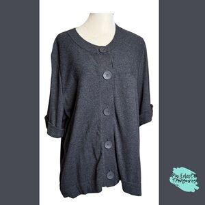 Axcess Gray Cardigan with Relaxed Fit and Rounded Neckline